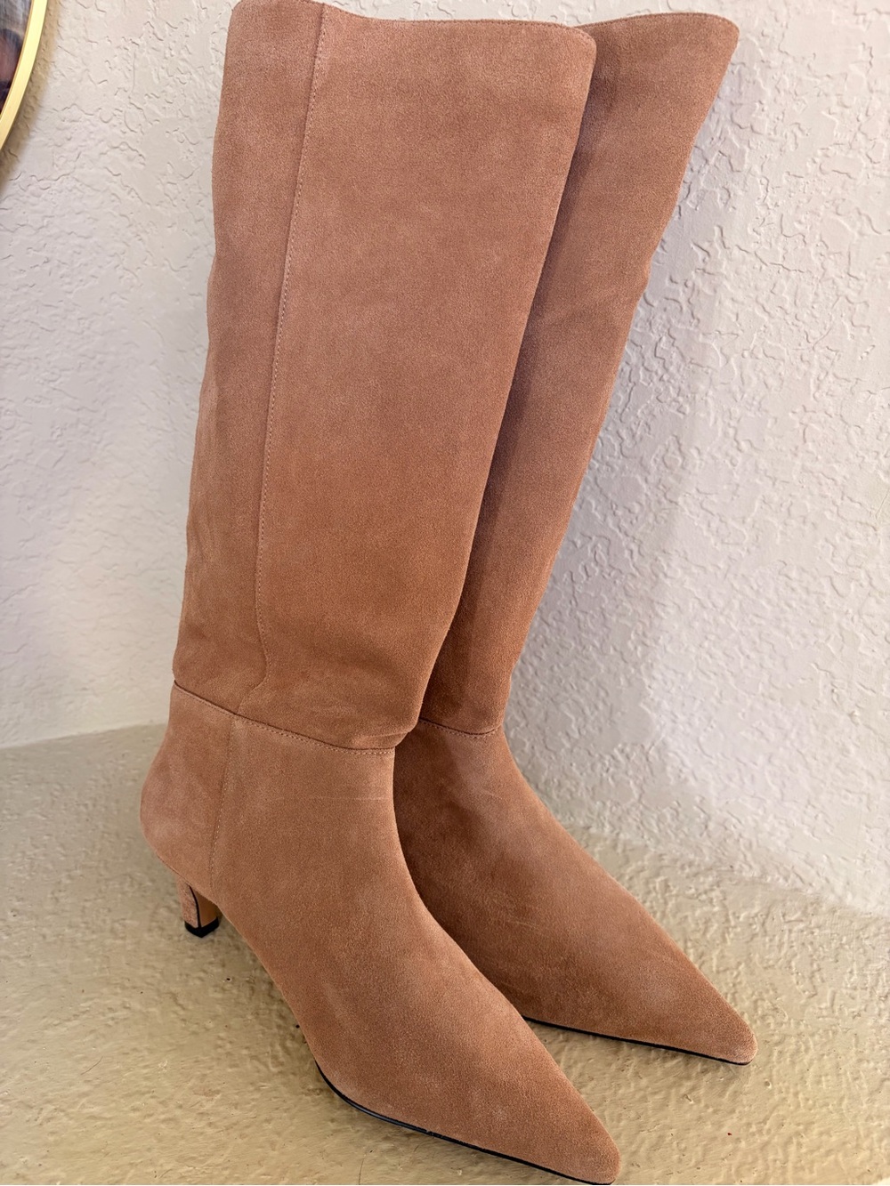 Ann Taylor Over-the-Knee Suede Boots in Nude - Picture 4 of 7